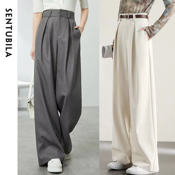 High Waist Baggy Pant Women Full Length Straight Loose Casual Trousers Spring Elegant Wide Leg Pant-belleandkai.com