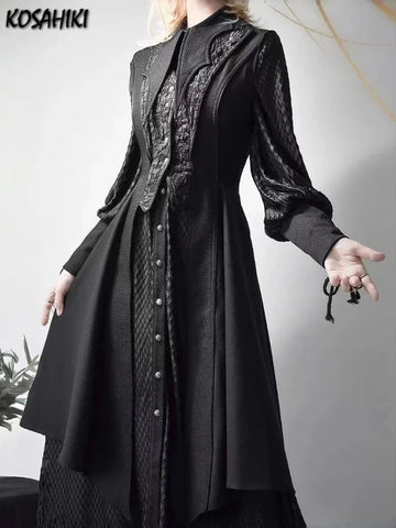 Streetwear Vintage Dragon Design Long Shirt Dresses Grunge Y2k Aesthetic Vestidos Gothic Harajuku Women Men Cosplay Grunge Dress-belleandkai.com