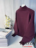 TRAFZA Vintage Chic Women Sweater Solid O-Neck Long Sleeve Knitted Loose Sweater Fashion 2025 Spring Casual Oversized Sweater-belleandkai.com