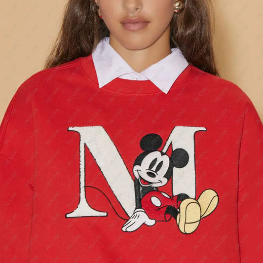 2024/25 Women Sweatshirts Girls Clothes Casual Tee Shirts Minnie Holiday Top Hoodie Unisex Red Mickey Mouse Pullover Hot Y2k-belleandkai.com