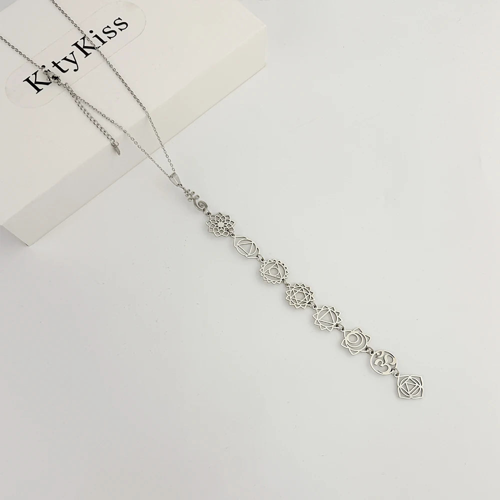 KityKiss 7 Chakra Yoga Necklace Hypoallergenic Gold Pendant for Meditation Boho Spiritual Gift-belleandkai.com