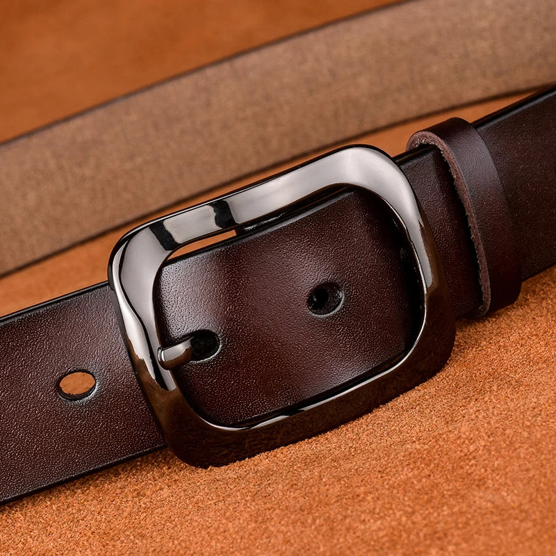 VATLTY 3.2cm Genuine Leather Belt for Women Natural Cowhide Metal Buckle Casual Jeans Trousers Belt Female Waistband Gifts-belleandkai.com