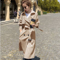 2025 Fashion Women Trench Coat Beige Blue Long Double-Breasted With Belt Spring Autumn Lady Coat Female Korean Loose Outerwear-belleandkai.com