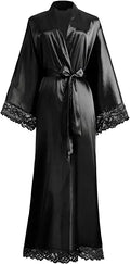 2019 New Silk Satin Lace Robes Bridesmaid Bride Robes Wedding Long Robe Bathrobe Womens Robe Lingerie Robe-belleandkai.com