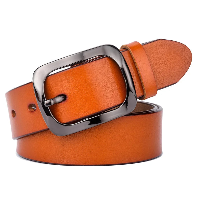 VATLTY 3.2cm Genuine Leather Belt for Women Natural Cowhide Metal Buckle Casual Jeans Trousers Belt Female Waistband Gifts-belleandkai.com