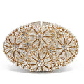 Gold Diamond Flower Evening Clutch Purse Oval Shape Rhinestone Crystal Wedding Bridal Clutches Luxury Phone Handbags-belleandkai.com