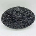 Gold Diamond Flower Evening Clutch Purse Oval Shape Rhinestone Crystal Wedding Bridal Clutches Luxury Phone Handbags-belleandkai.com