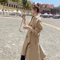 2025 Fashion Women Trench Coat Beige Blue Long Double-Breasted With Belt Spring Autumn Lady Coat Female Korean Loose Outerwear-belleandkai.com