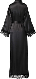 2019 New Silk Satin Lace Robes Bridesmaid Bride Robes Wedding Long Robe Bathrobe Womens Robe Lingerie Robe-belleandkai.com