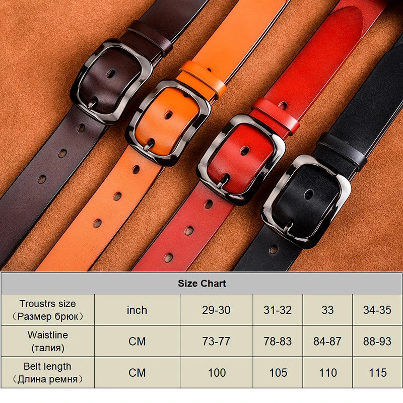 VATLTY 3.2cm Genuine Leather Belt for Women Natural Cowhide Metal Buckle Casual Jeans Trousers Belt Female Waistband Gifts-belleandkai.com