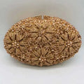 Gold Diamond Flower Evening Clutch Purse Oval Shape Rhinestone Crystal Wedding Bridal Clutches Luxury Phone Handbags-belleandkai.com