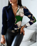 2024 Women Fashion Shirt Lady Long Sleeve Blouse Turn-down CollarButton Design Print  Casual Shirts-belleandkai.com