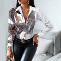 2024 Women Fashion Shirt Lady Long Sleeve Blouse Turn-down CollarButton Design Print  Casual Shirts-belleandkai.com
