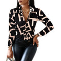 2024 Women Fashion Shirt Lady Long Sleeve Blouse Turn-down CollarButton Design Print  Casual Shirts-belleandkai.com
