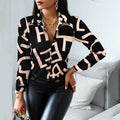 2024 Women Fashion Shirt Lady Long Sleeve Blouse Turn-down CollarButton Design Print  Casual Shirts-belleandkai.com