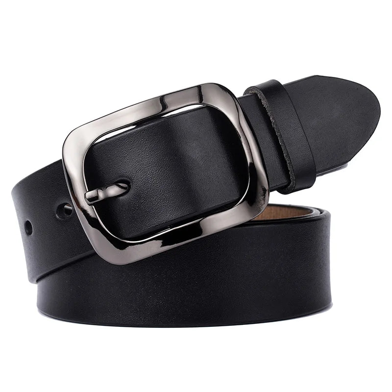 VATLTY 3.2cm Genuine Leather Belt for Women Natural Cowhide Metal Buckle Casual Jeans Trousers Belt Female Waistband Gifts-belleandkai.com