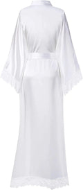 2019 New Silk Satin Lace Robes Bridesmaid Bride Robes Wedding Long Robe Bathrobe Womens Robe Lingerie Robe-belleandkai.com