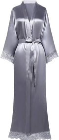 2019 New Silk Satin Lace Robes Bridesmaid Bride Robes Wedding Long Robe Bathrobe Womens Robe Lingerie Robe-belleandkai.com