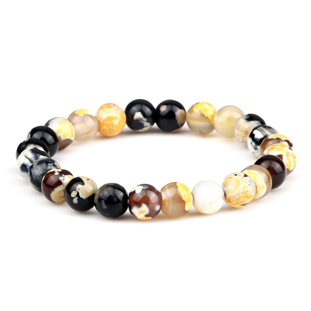 Men Energy Beaded Bracelet 8mm Natural Tiger Eye Stone Lava Rock Agates Stretch Bracelets Bangle Women Yoga Healing Jewelry Gift-belleandkai.com