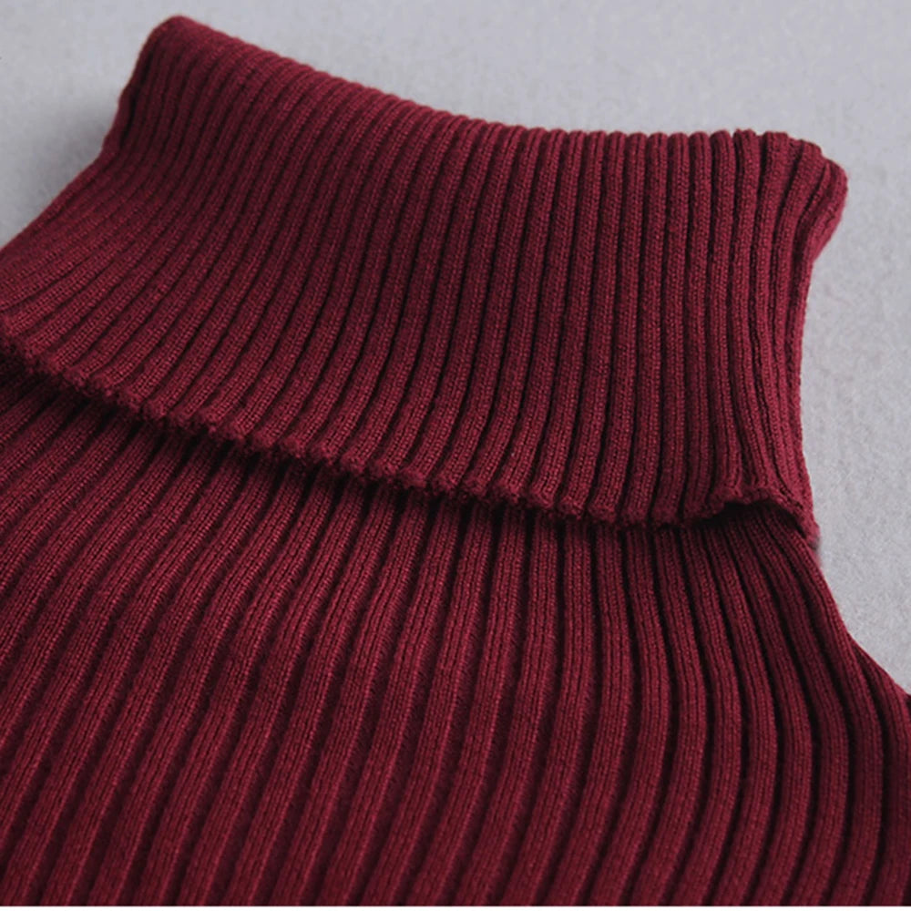 New Fashion Women Sexy Party Dress Knit Style Long Sleeve Turtleneck Winter Maxi Dress Slim Work Wear Office Dress Vestidos-belleandkai.com