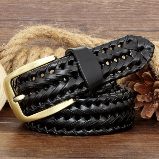 Unisex Men and Women Belt Genuine Leather Female Belt Woven Knitted Quality Belt Male Luxury strap Belts Cummerbund dropshipping-belleandkai.com