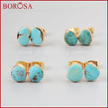 BOROSA 2017 New Arrival Fashion Gold Color Earring Natural Freedom Turkish Stone Stud Earring for Women G1017-belleandkai.com