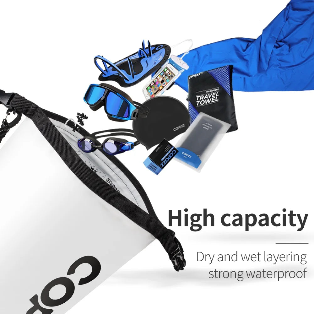 COPOZZ Swimming Bags Waterproof Bag Dry Bag PVC 15L Outdoor Sport Roll Top for Gym Travel Adjustable Personalized Storage Bags-belleandkai.com