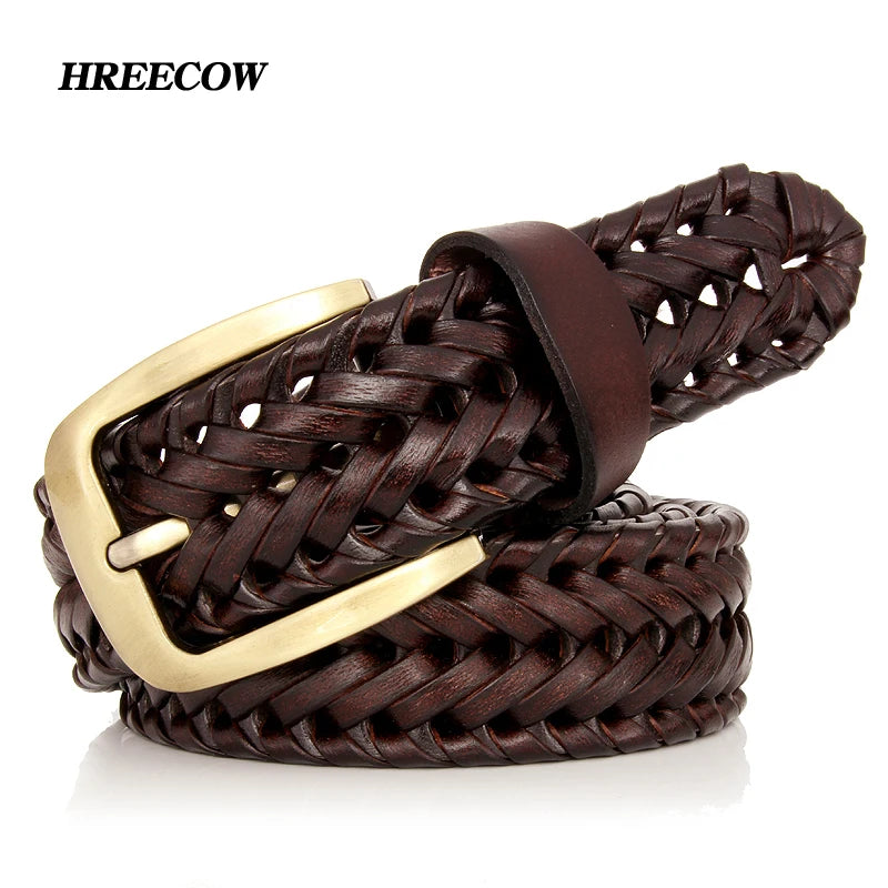 Unisex Men and Women Belt Genuine Leather Female Belt Woven Knitted Quality Belt Male Luxury strap Belts Cummerbund dropshipping-belleandkai.com