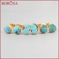 BOROSA 2017 New Arrival Fashion Gold Color Earring Natural Freedom Turkish Stone Stud Earring for Women G1017-belleandkai.com