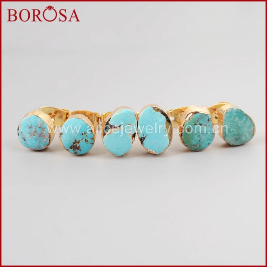 BOROSA 2017 New Arrival Fashion Gold Color Earring Natural Freedom Turkish Stone Stud Earring for Women G1017-belleandkai.com