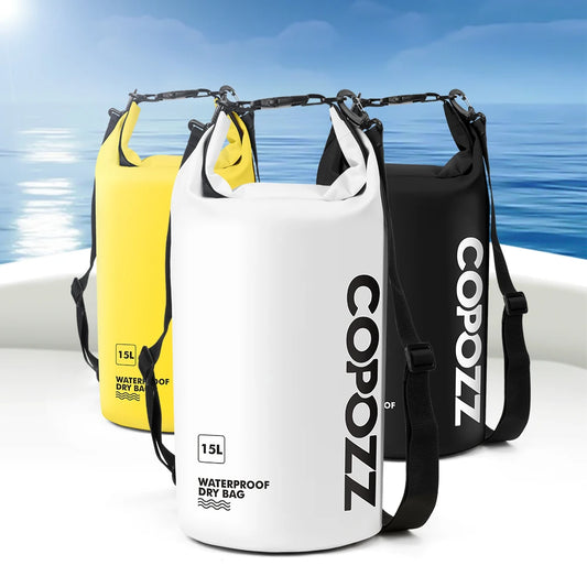 COPOZZ Swimming Bags Waterproof Bag Dry Bag PVC 15L Outdoor Sport Roll Top for Gym Travel Adjustable Personalized Storage Bags-belleandkai.com