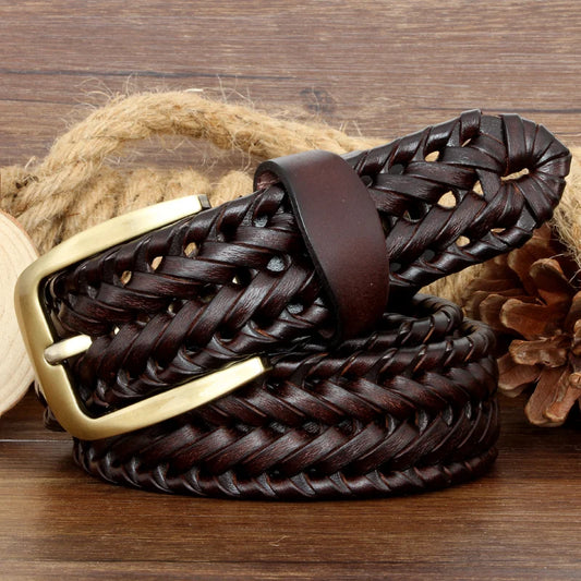 Unisex Men and Women Belt Genuine Leather Female Belt Woven Knitted Quality Belt Male Luxury strap Belts Cummerbund dropshipping-belleandkai.com