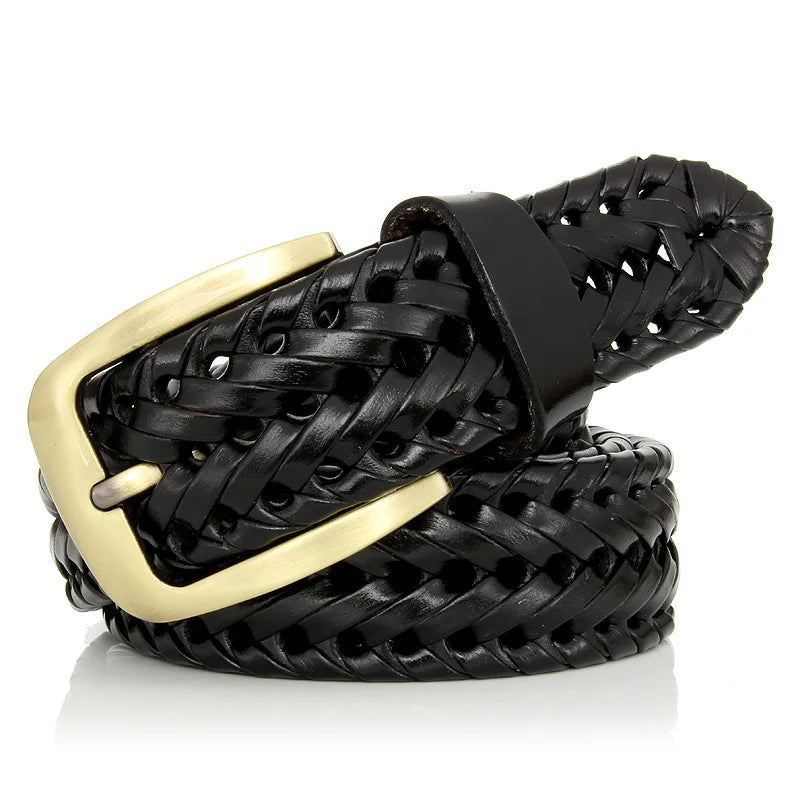 Unisex Men and Women Belt Genuine Leather Female Belt Woven Knitted Quality Belt Male Luxury strap Belts Cummerbund dropshipping-belleandkai.com