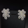 2021 Luxury Large Leaf Drop Flower Micro Cubic Zirconia Paved Naija Wedding Party Earring for Women-belleandkai.com