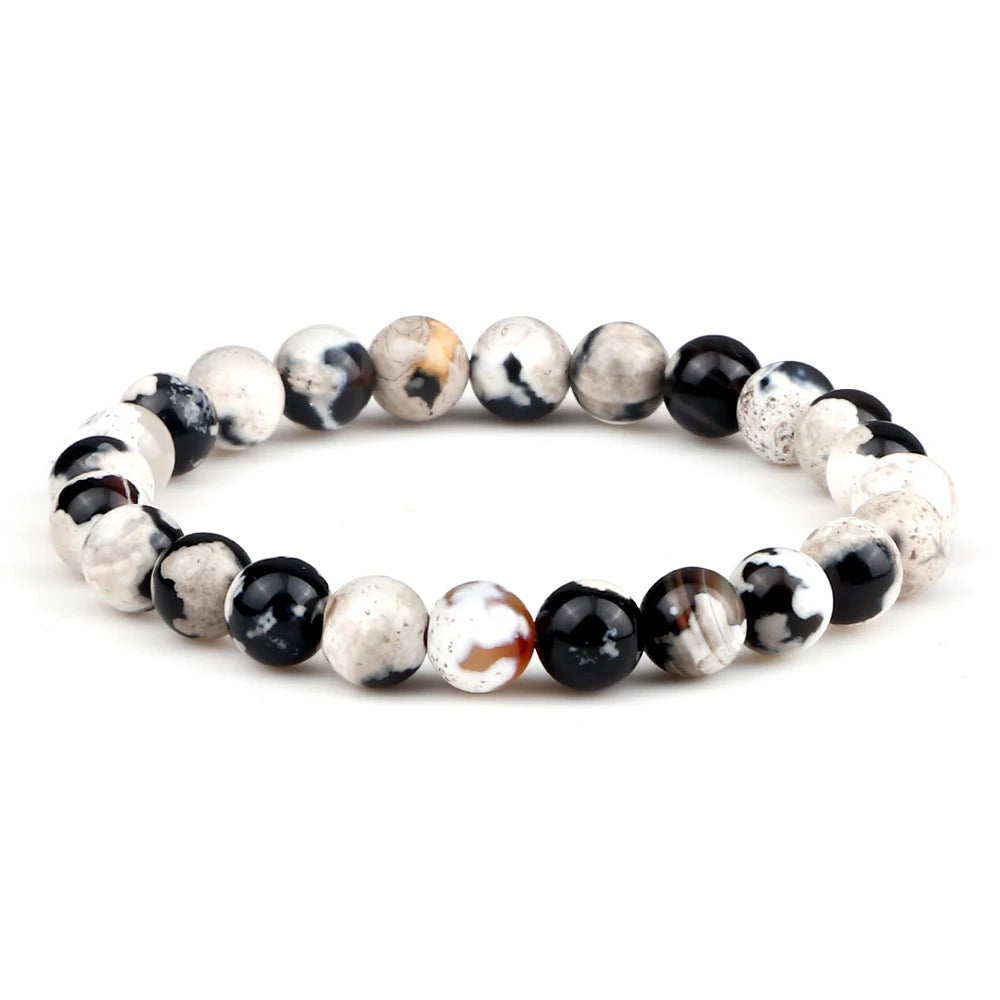 Men Energy Beaded Bracelet 8mm Natural Tiger Eye Stone Lava Rock Agates Stretch Bracelets Bangle Women Yoga Healing Jewelry Gift-belleandkai.com