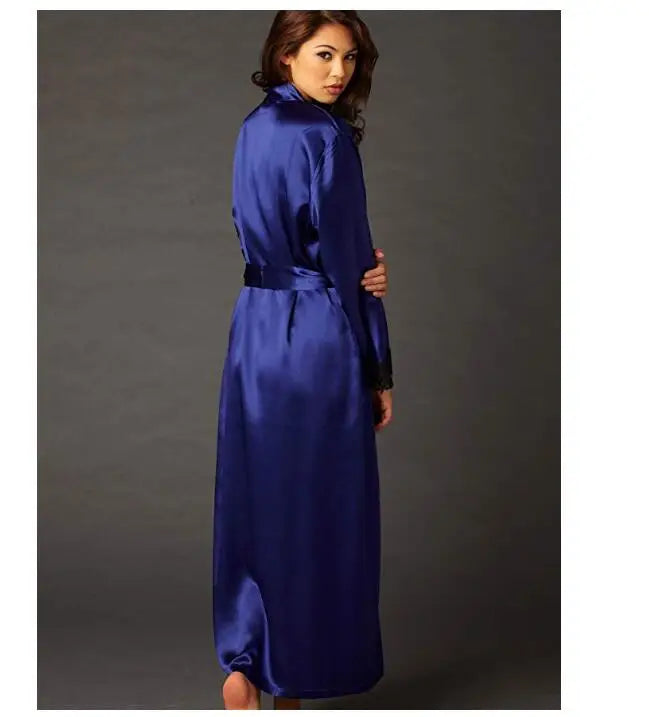 2019 New Sexy Lingerie Transparan Summer Sexy Women's Ladies Bride Robes Kimono Robe Satin Silk Lace Night Wear Gown Sleepwear-belleandkai.com