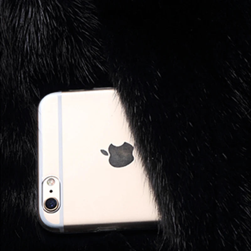 Lautaro Winter Black Warm Thick Hairy Soft Faux Mink Fur Coat Women with Hood Elegant Luxury Fluffy Jacket 2022 4xl 5xl 6xl 7xl-belleandkai.com