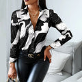 2024 Women Fashion Shirt Lady Long Sleeve Blouse Turn-down CollarButton Design Print  Casual Shirts-belleandkai.com