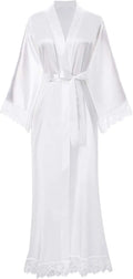 2019 New Silk Satin Lace Robes Bridesmaid Bride Robes Wedding Long Robe Bathrobe Womens Robe Lingerie Robe-belleandkai.com