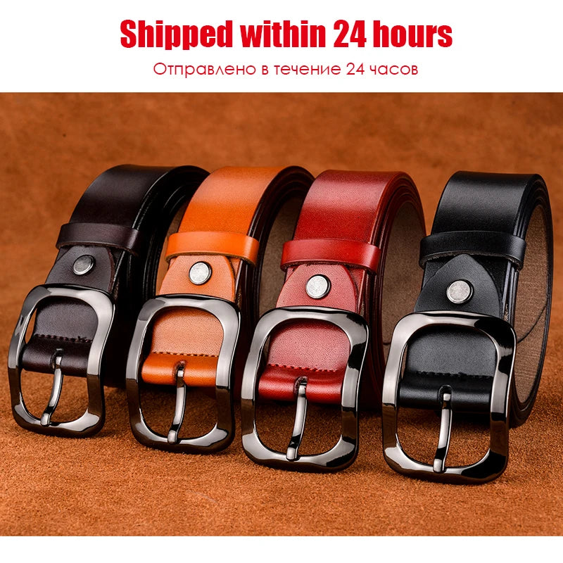 VATLTY 3.2cm Genuine Leather Belt for Women Natural Cowhide Metal Buckle Casual Jeans Trousers Belt Female Waistband Gifts-belleandkai.com