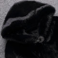 Lautaro Winter Black Warm Thick Hairy Soft Faux Mink Fur Coat Women with Hood Elegant Luxury Fluffy Jacket 2022 4xl 5xl 6xl 7xl-belleandkai.com