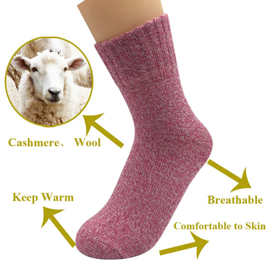 5 Pairs/Lot Wool Socks Women Winter Japanese Harajuku  Bohemian Cashmere Warm Colorful Socks Ladies Girl Christmas Gift 5 Styles-belleandkai.com