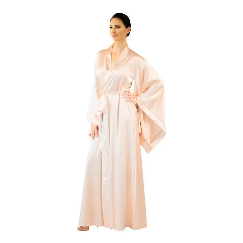 2019 New Solid Robes Women Black Red Long Sleeve Nightgown Ladies Girls Silk Satin Smooth Spring Lace Sleepwear Female Bathrobe-belleandkai.com
