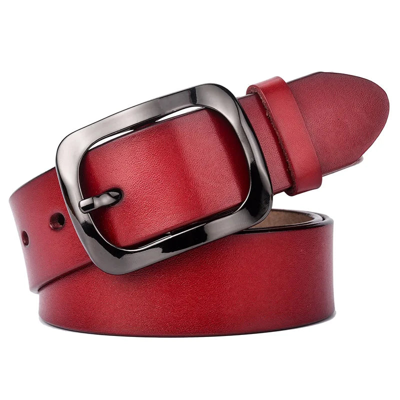 VATLTY 3.2cm Genuine Leather Belt for Women Natural Cowhide Metal Buckle Casual Jeans Trousers Belt Female Waistband Gifts-belleandkai.com