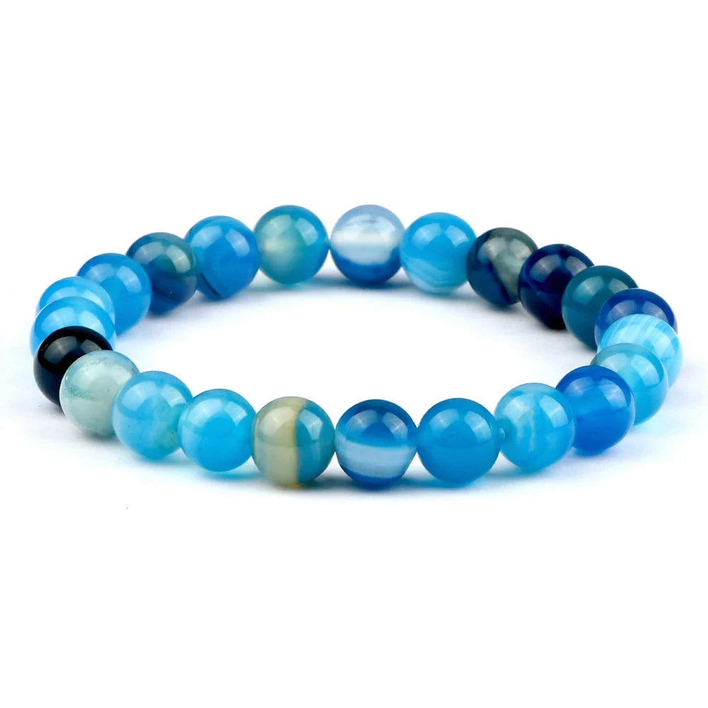 Men Energy Beaded Bracelet 8mm Natural Tiger Eye Stone Lava Rock Agates Stretch Bracelets Bangle Women Yoga Healing Jewelry Gift-belleandkai.com