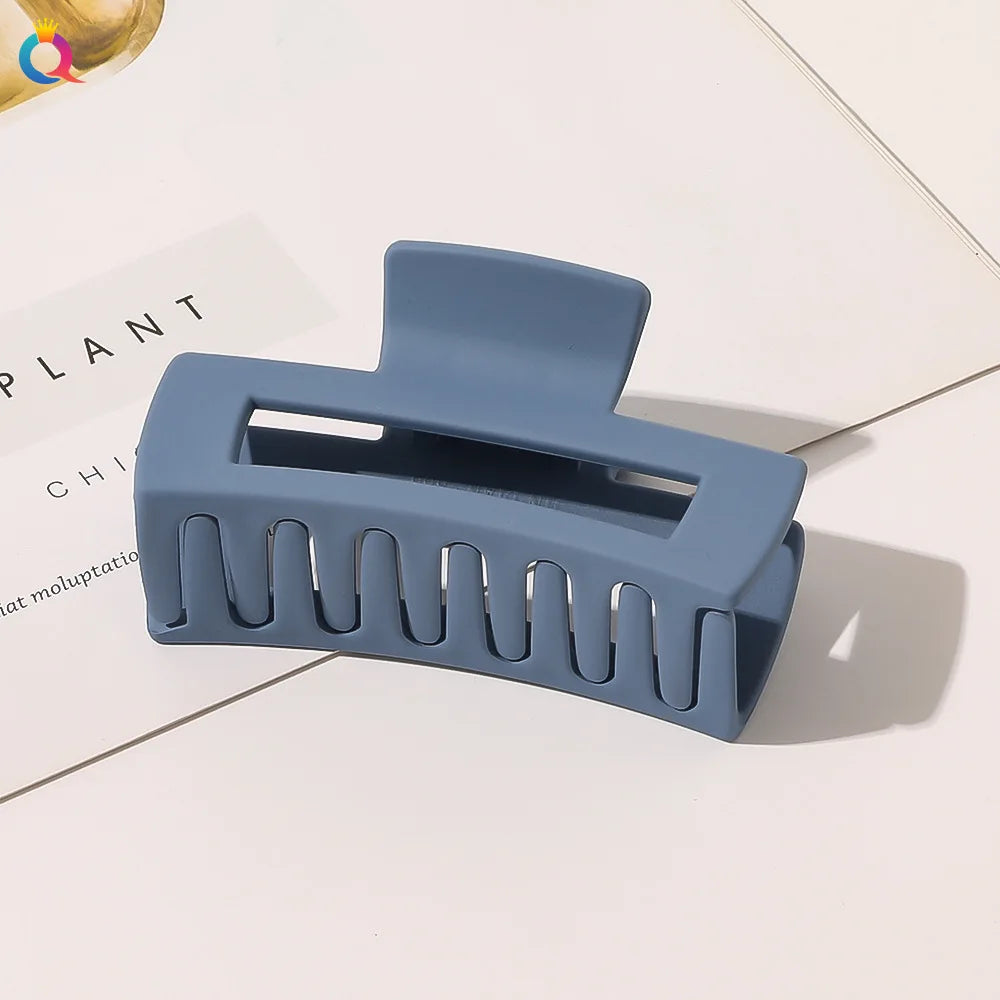 Simple Frosted Shark Hair Claws Candy Color No Slip Large Square Cross Shaped Jaw Clip For Women Girls Thin Thick Long Hair-belleandkai.com