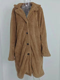 Autumn and winter cross-border women's clothing hot item: furry long sleeved lapel women's plush top long coat-belleandkai.com