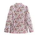 European and American style 2024 autumn new women's retro floral print stand collar long sleeve pocket decoration quilted cotton-belleandkai.com
