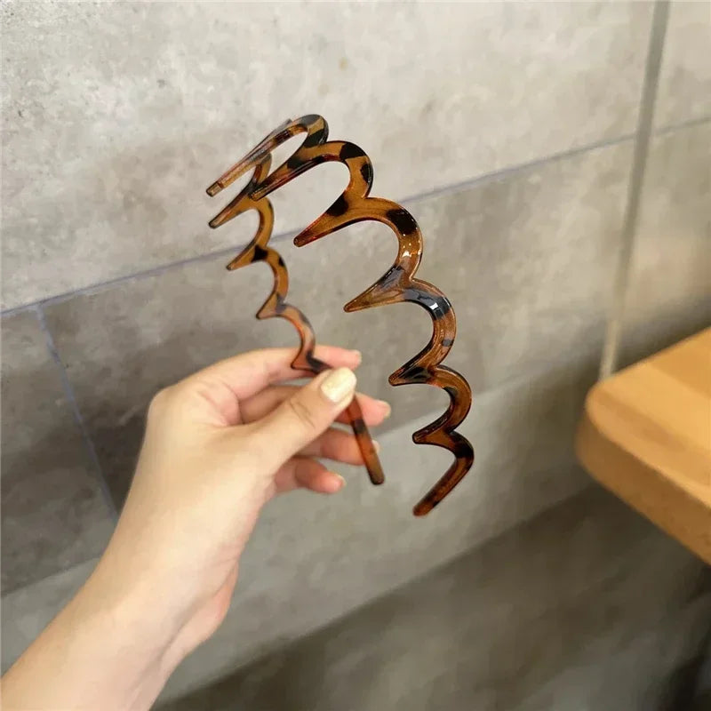 2Pcs Fashion Wave Headbands for Women Solid Color Toothed Non-slip Hair Bands Girl Face Wash Sports Hairbands Hair Accessories-belleandkai.com