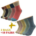 5 Pairs/Lot Wool Socks Women Winter Japanese Harajuku  Bohemian Cashmere Warm Colorful Socks Ladies Girl Christmas Gift 5 Styles-belleandkai.com